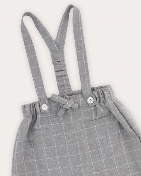 Salopeta cu carouri gri si bretele