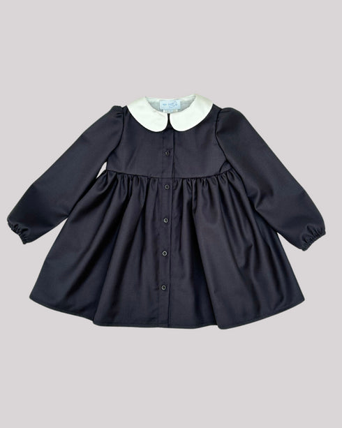 Rochie din stofa blumarin si guler alb