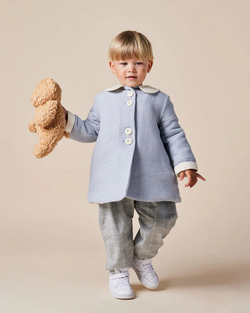 Palton din waffle si guler rotund