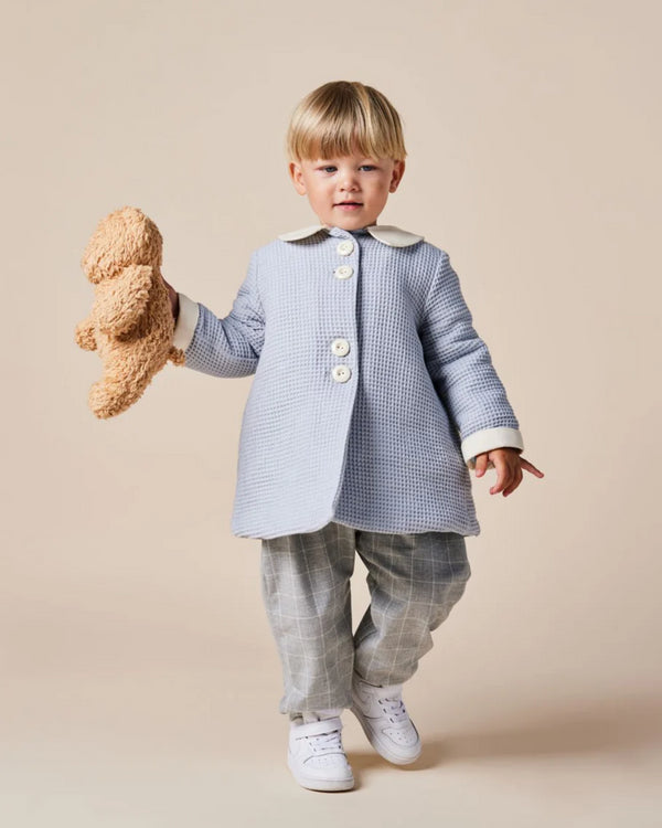 Palton din waffle si guler rotund