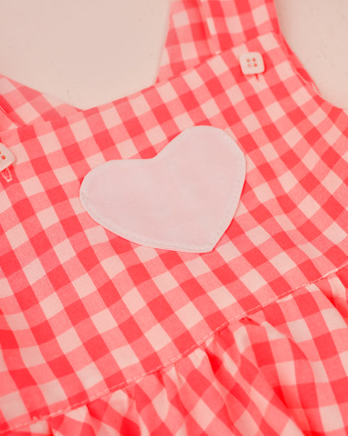 Sarafan roz neon cu buzunare inimioara