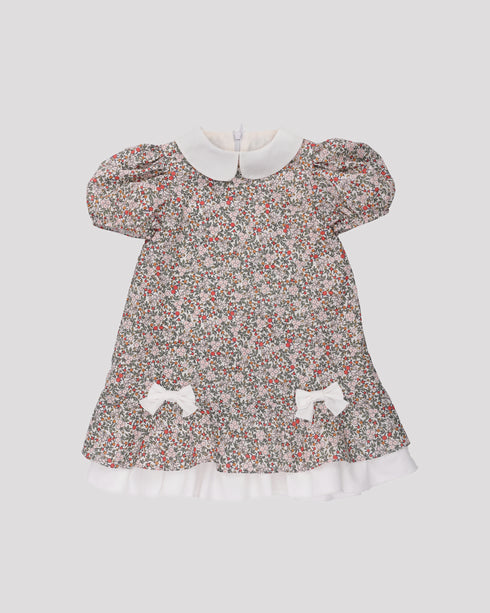 Rochie cu fundite si guler rotund