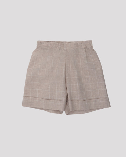 Pantaloni scurti cu carouri bej