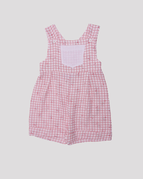 Salopeta scurta cu carouri rosii