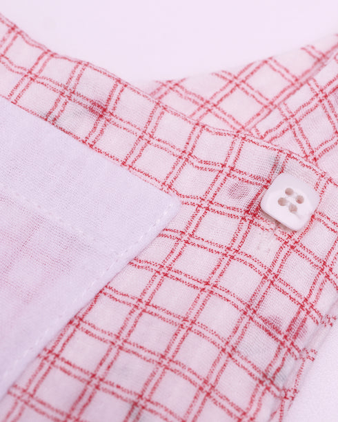 Salopeta scurta cu carouri rosii