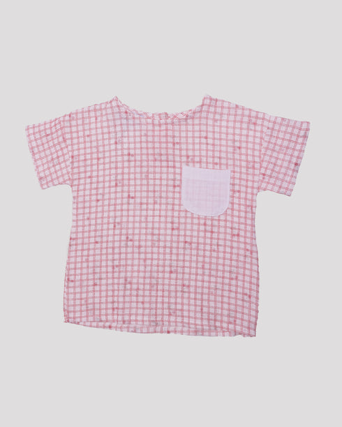 Compleu muselina cu buzunar pe piept