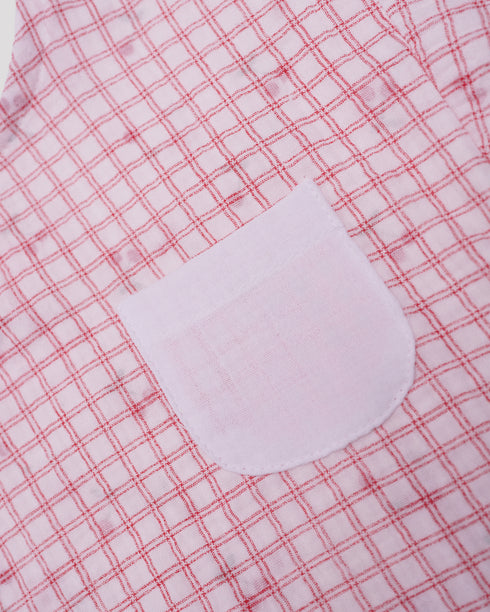 Compleu muselina cu buzunar pe piept