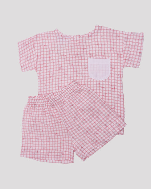 Compleu muselina cu buzunar pe piept