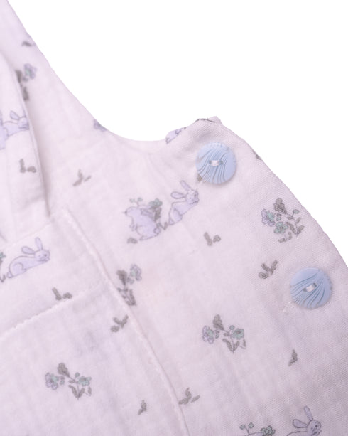 Salopeta cu iepurasi blue din muselina