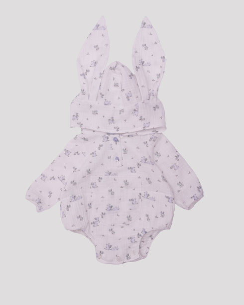 Body din muselina cu urechi de iepuras blue