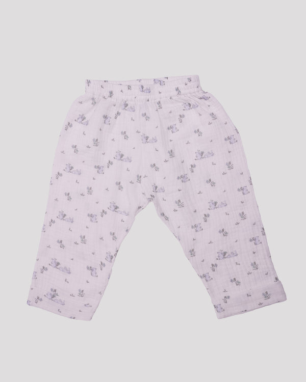 Pantaloni din muselina cu iepurasi blue