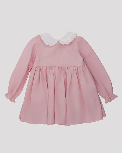 Rochie roz cu guler alb