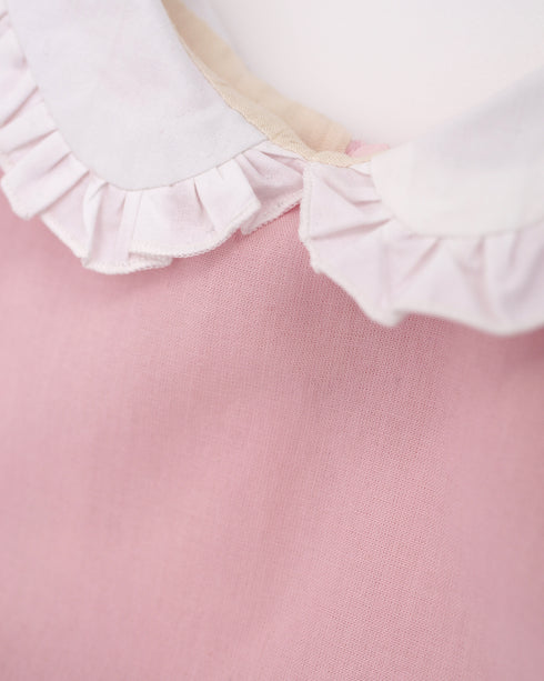 Rochie roz cu guler alb