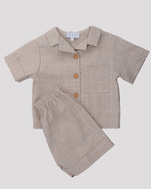 Compleu din stofa cu carouri bej