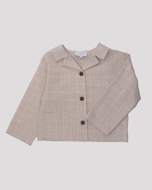 Camasa tip jacheta din stofa bej cu carouri