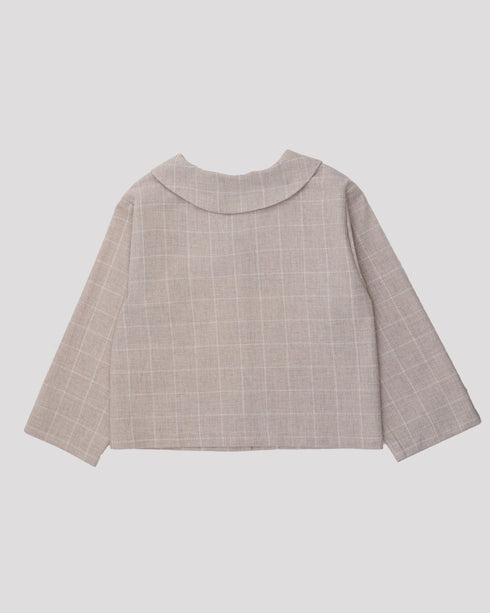 Compleu din stofa cu carouri bej