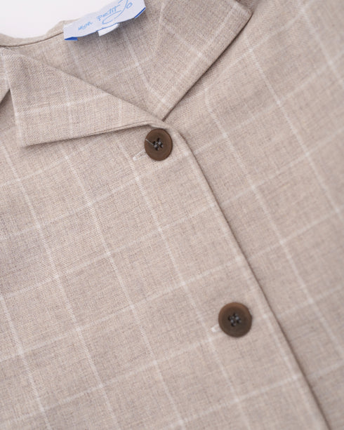 Camasa tip jacheta din stofa bej cu carouri