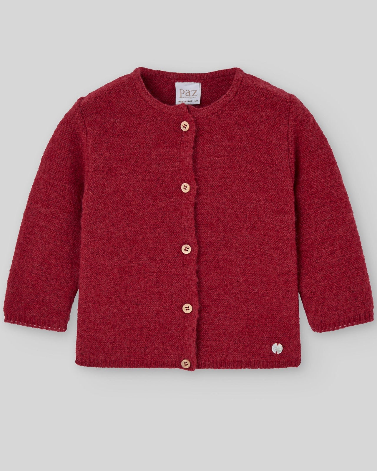 Cardigan rosu din lana cu nasturi