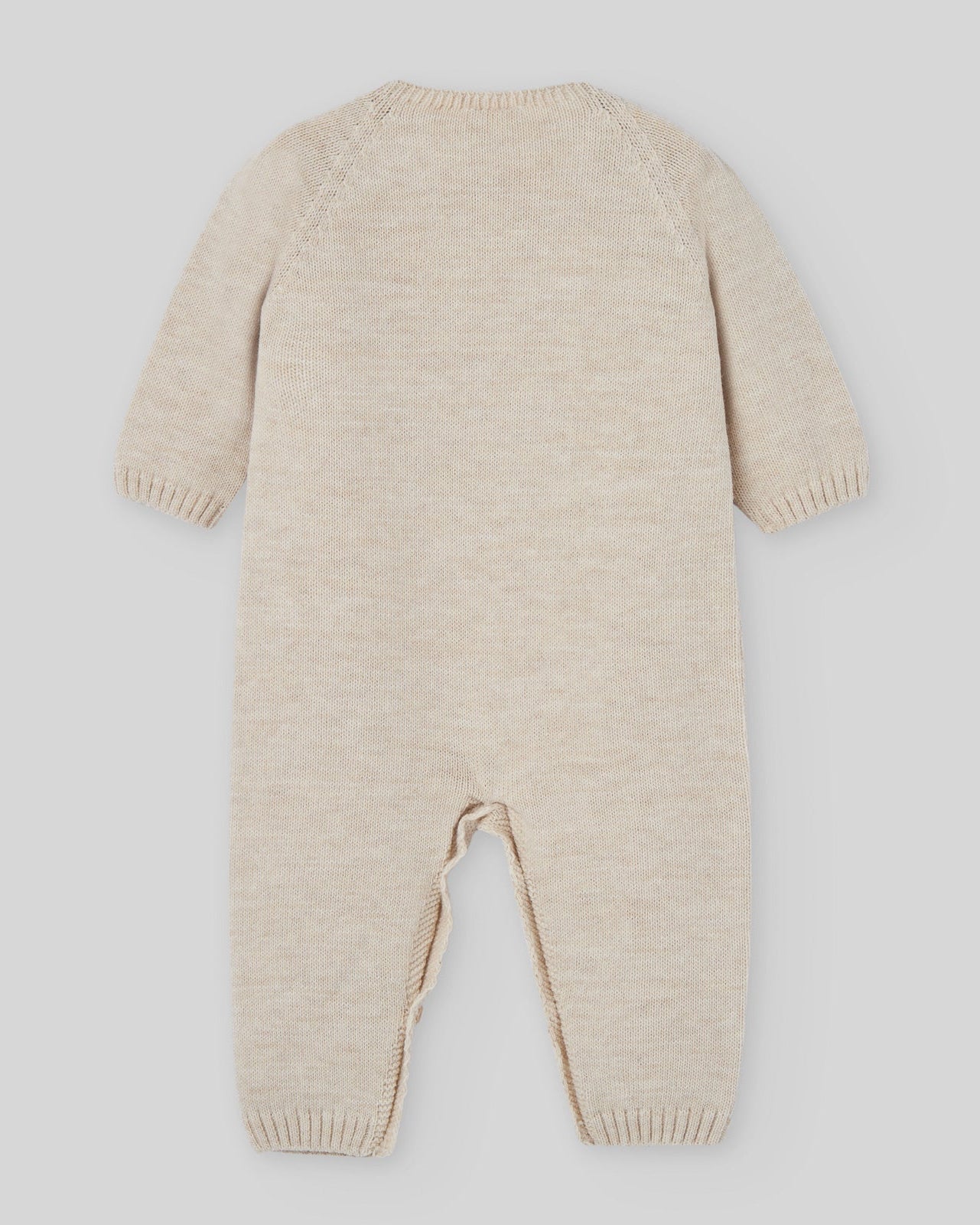 Salopeta bebe 100% lana fina cu ursulet Jaquard