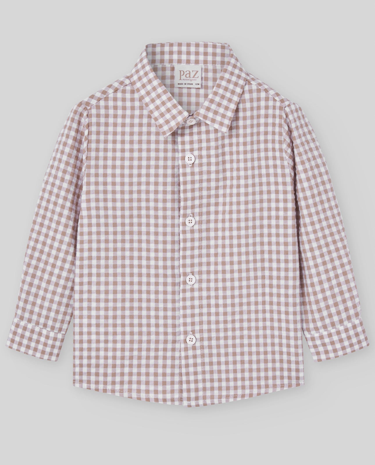 Camasa din bumbac in carouri maro