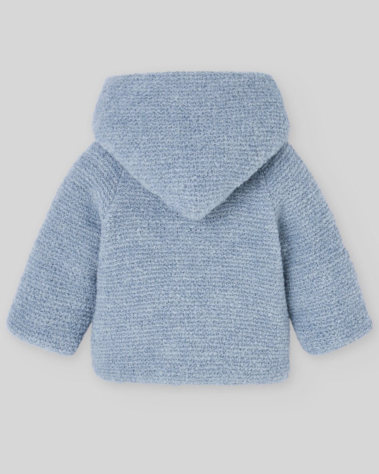 Jacheta bebelusi din lana tricotata blue cu gluga