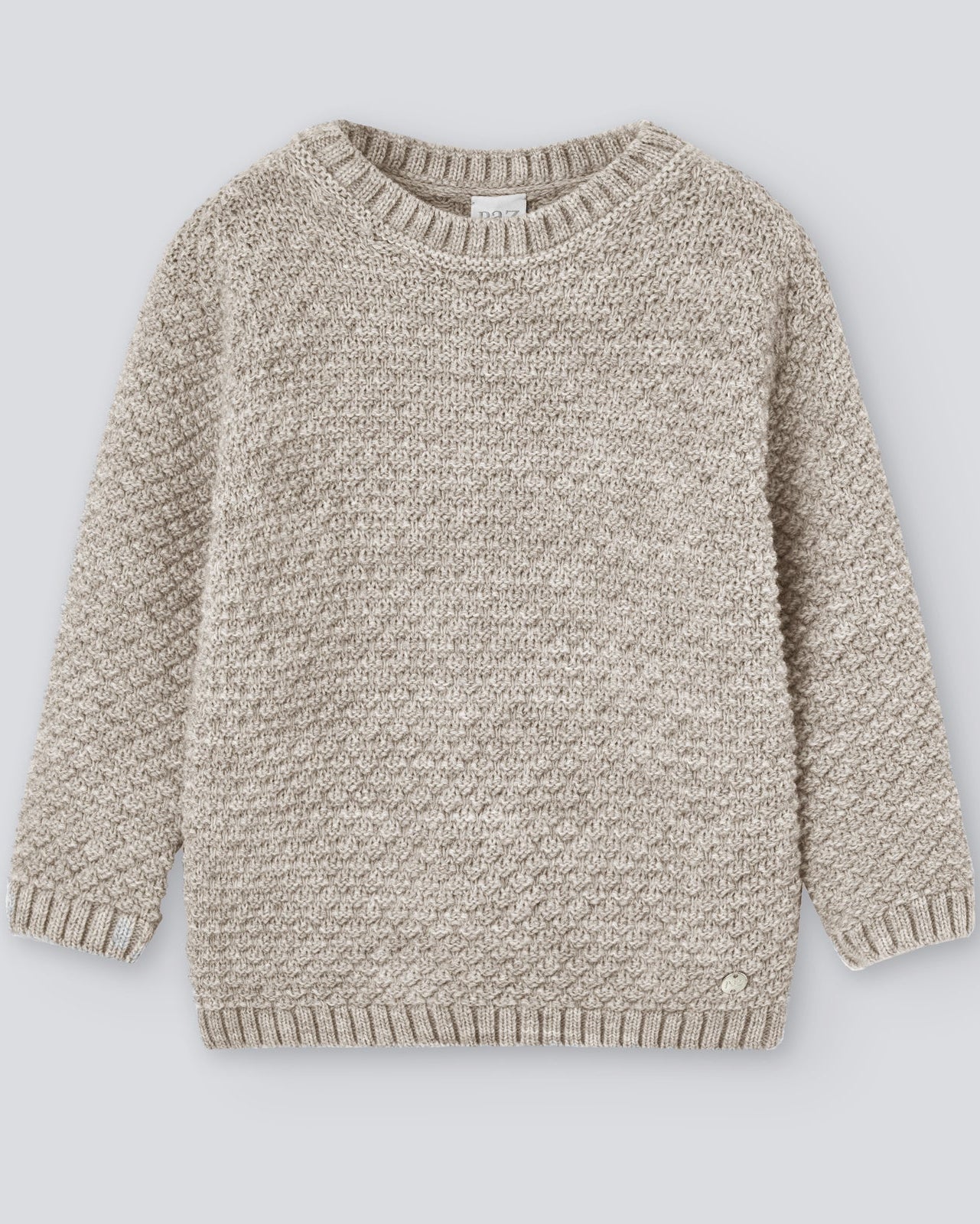 Pulover tricotat bej si margini ribate