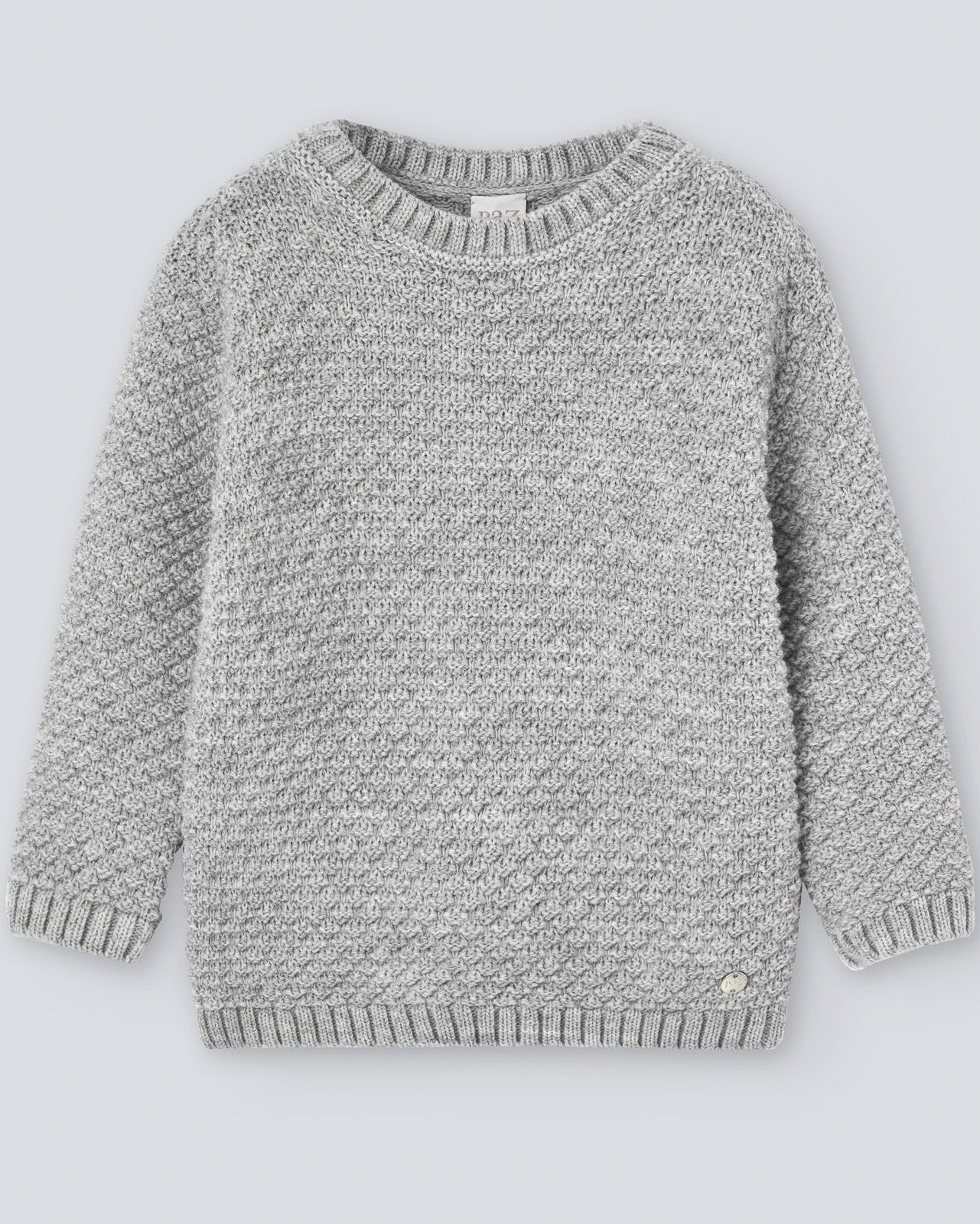 Pulover tricotat gri si margini ribate