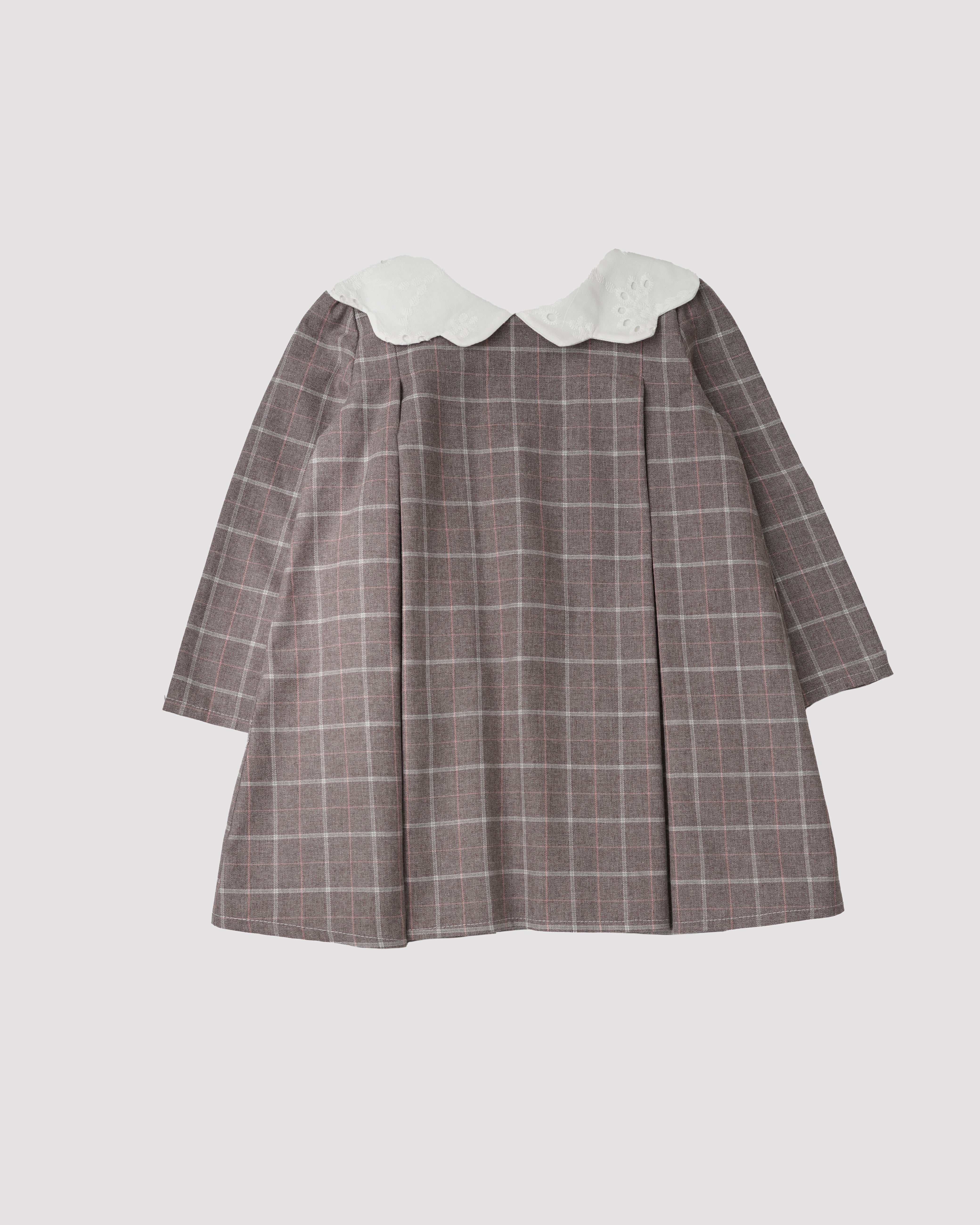 Rochie maro cu guler floare din dantela