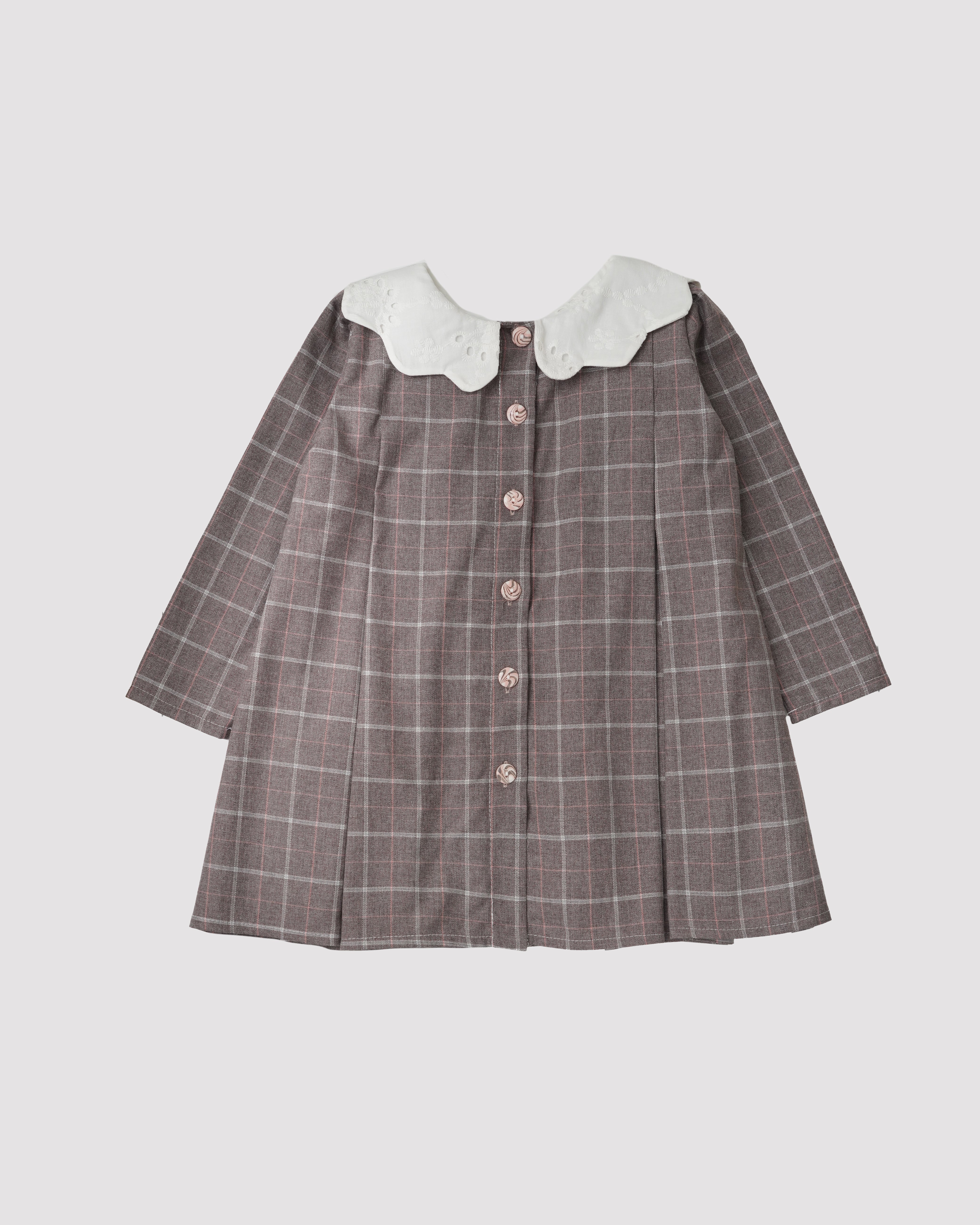 Rochie maro cu guler floare din dantela