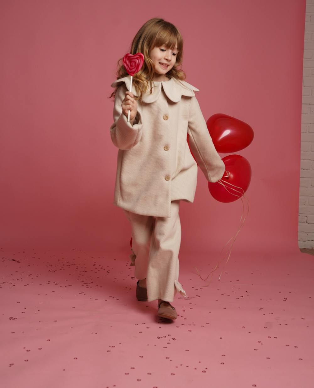 Pantalon evazat stofa ivoire cu funde