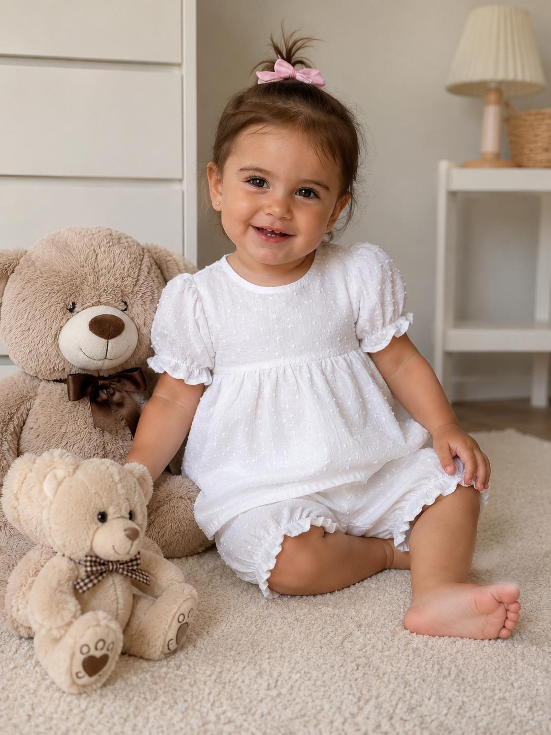 Pijama alba cu buline