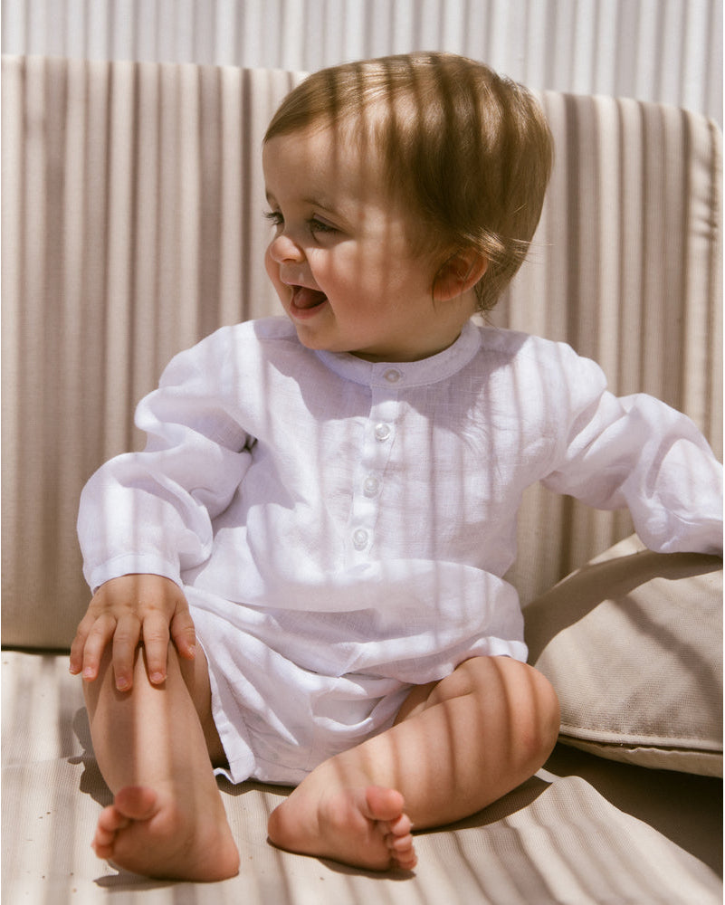 Camasa alba din in cu guler tunica MarMar Copenhagen