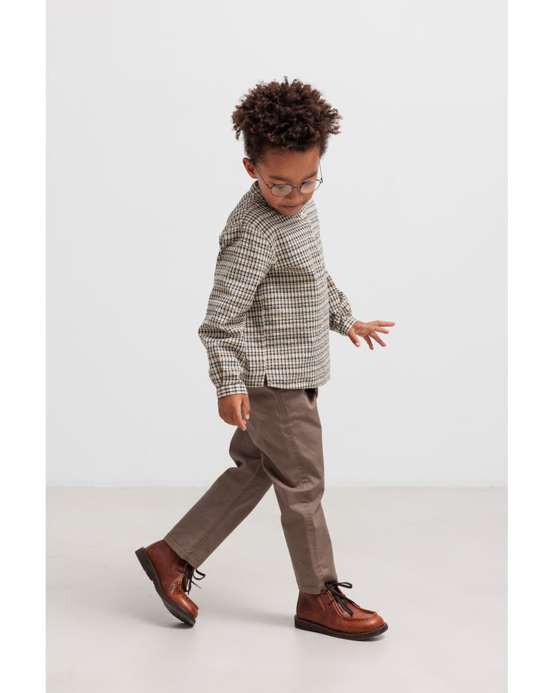 Pantalon din bumbac maro unisex cu talie reglabila