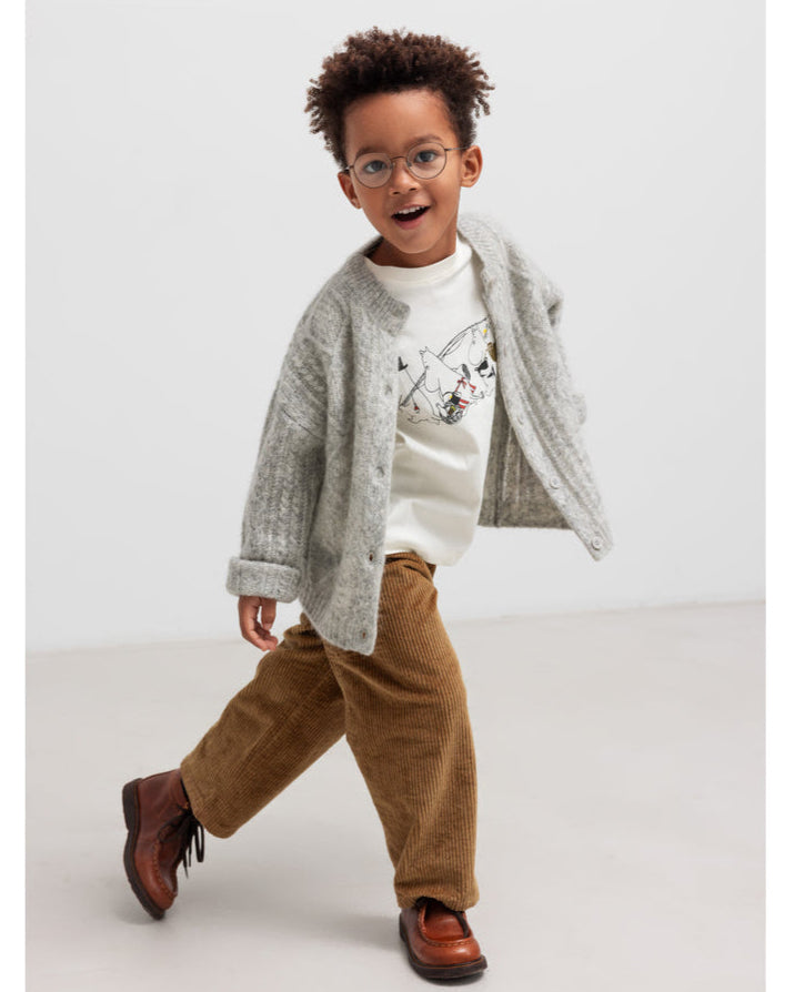 Cardigan pufos din lana si mohair gri