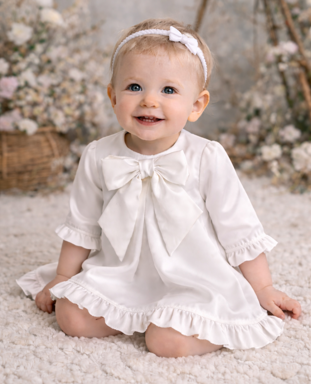 SATIN DRESS WITH RUFFLES