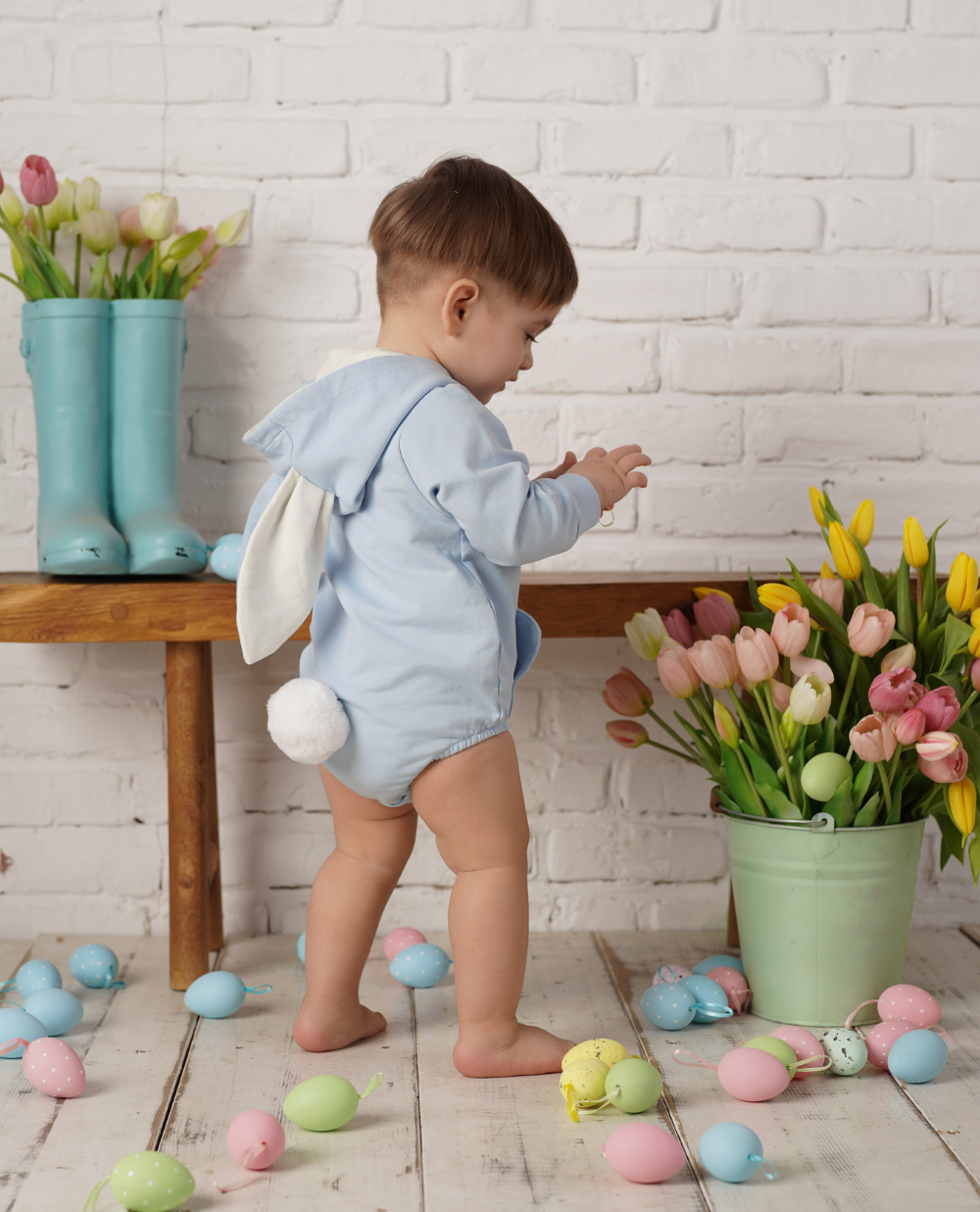 Body din jerse cu urechi de iepuras blue