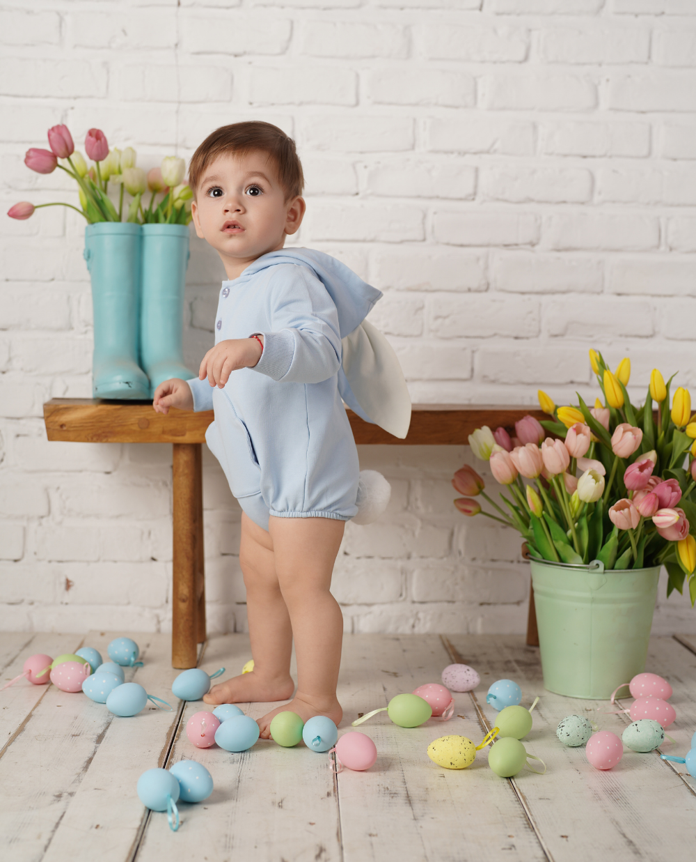 Body din jerse cu urechi de iepuras blue