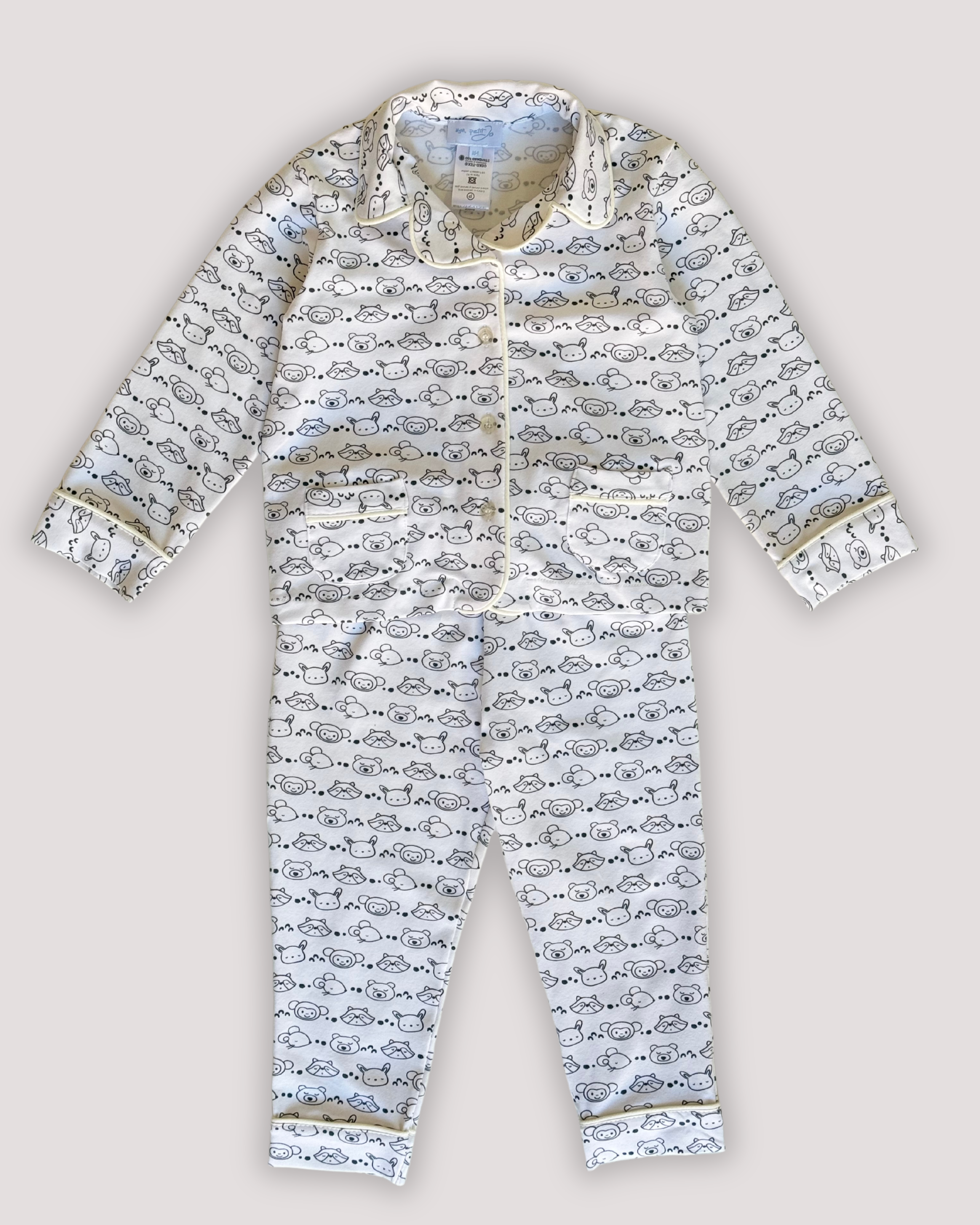 Pijama din bumbac jerse cu animalute