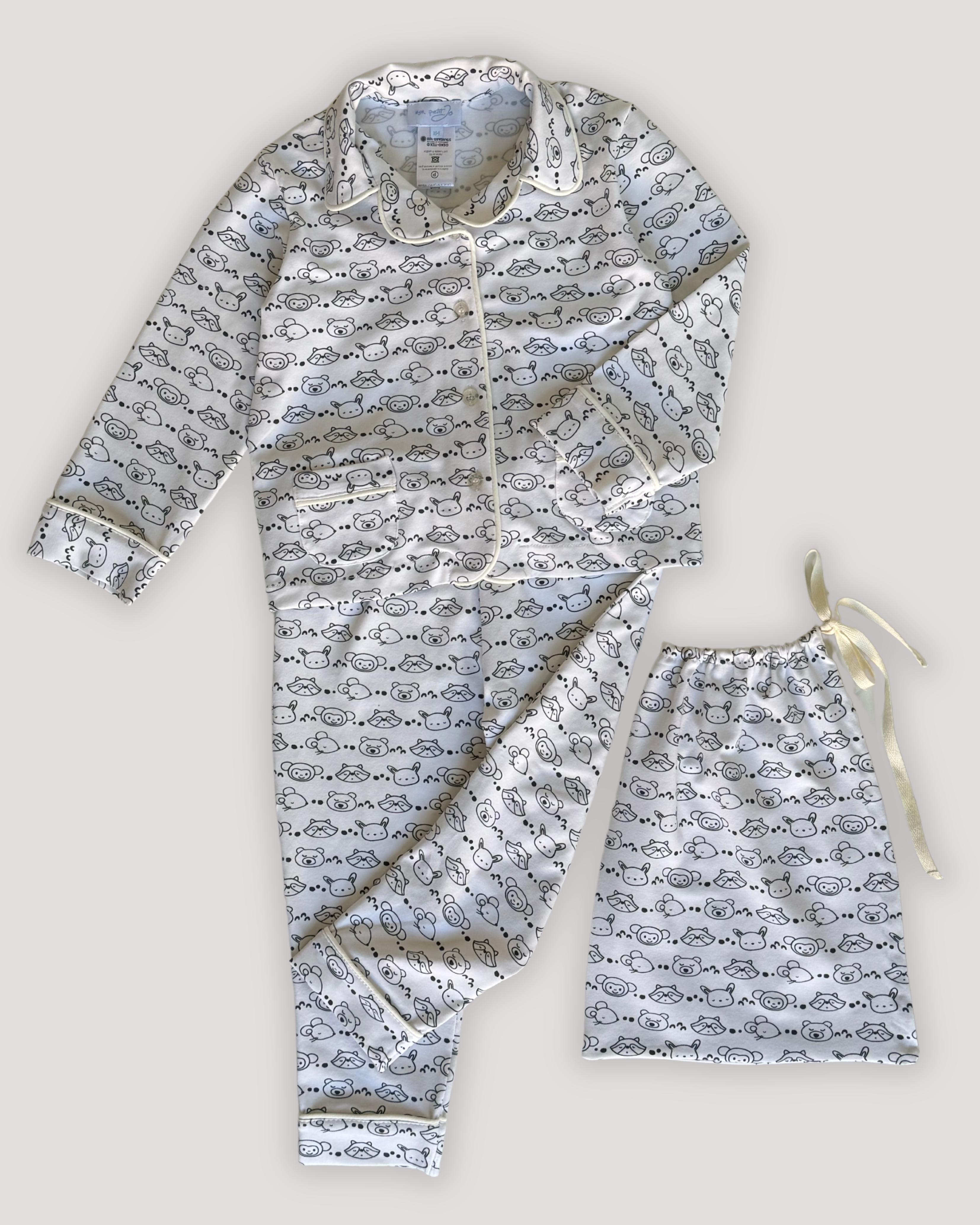 Pijama din bumbac jerse cu animalute