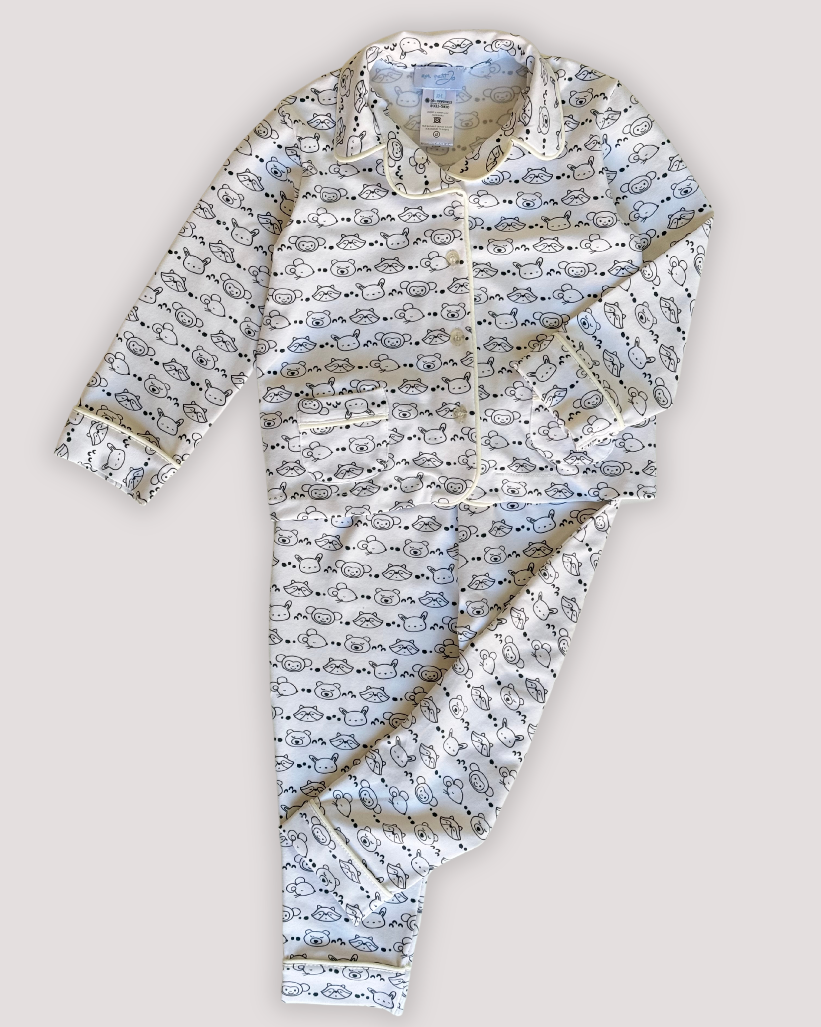 Pijama din bumbac jerse cu animalute