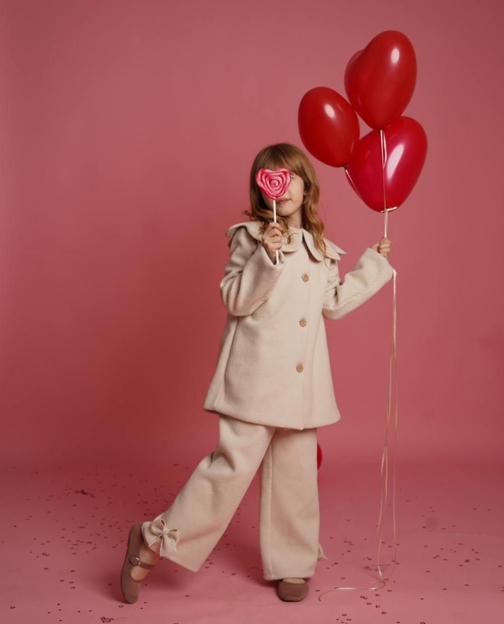 Palton stofa ivoire cu guler floare