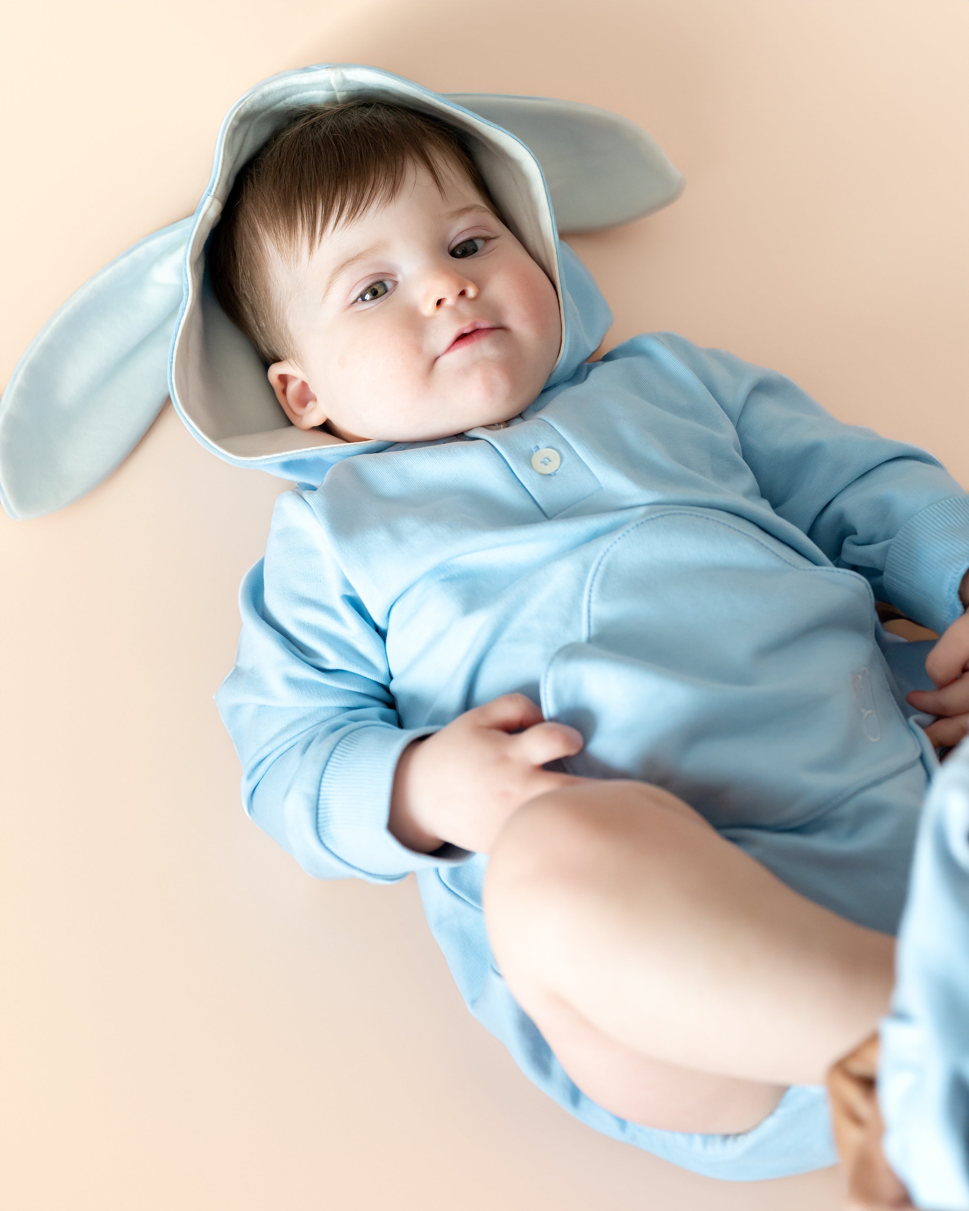 Body din jerse cu urechi de iepuras blue