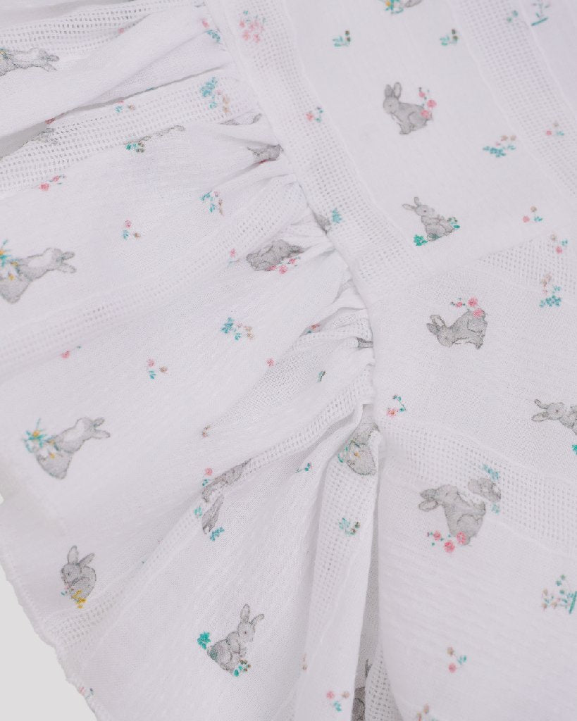 Rochie alba din bumbac brodat