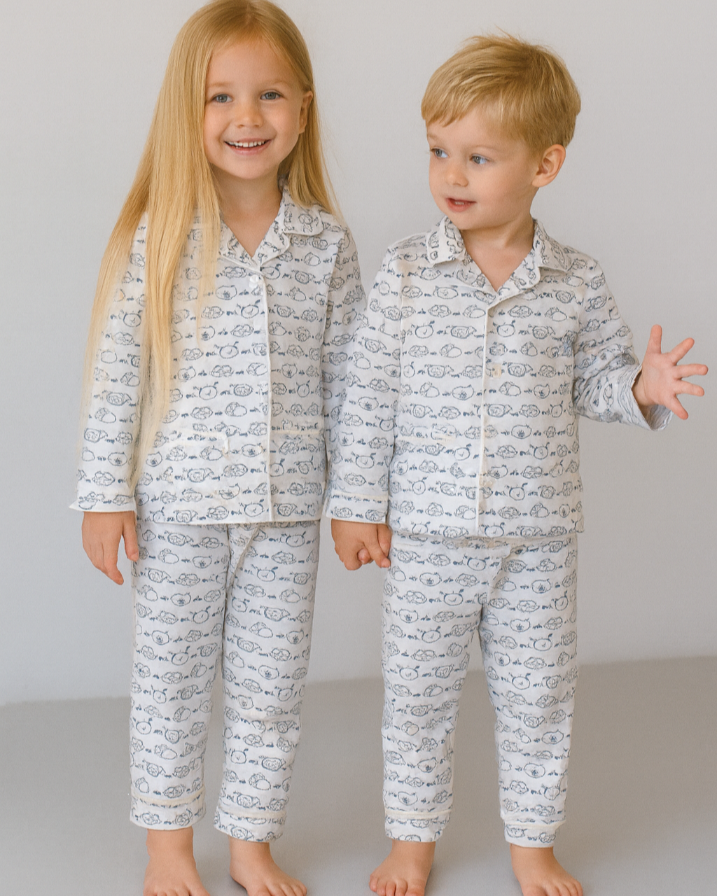 Pijama din bumbac jerse cu animalute