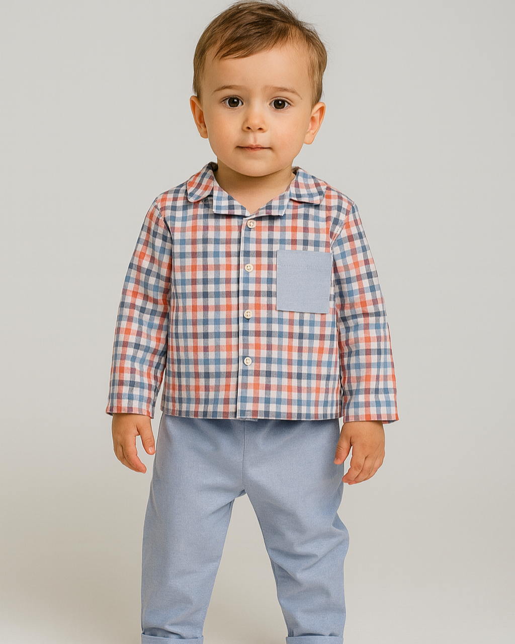 Camasa carouri albastre cu maneca lunga