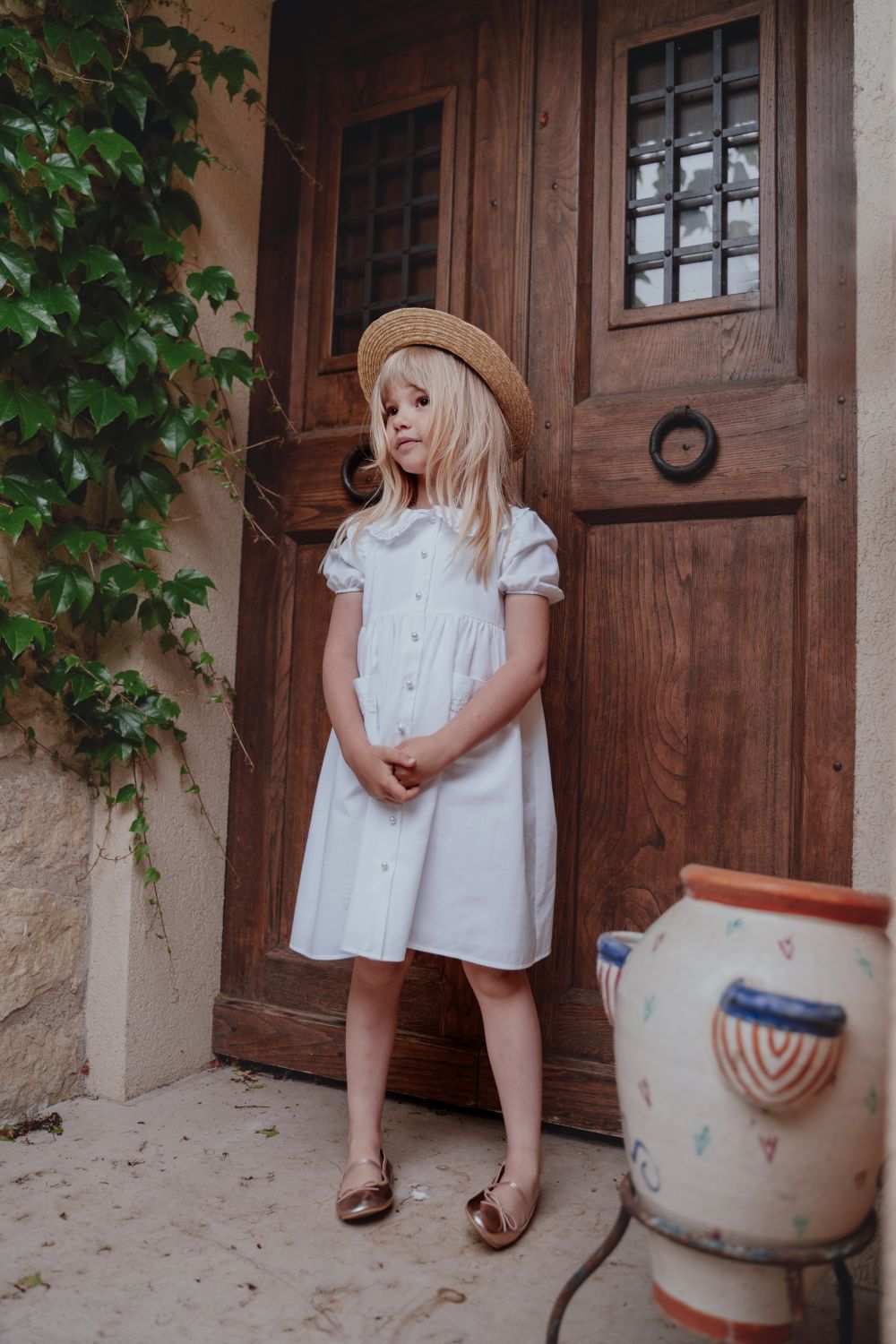 Rochie ceremonie din bumbac cu dantela