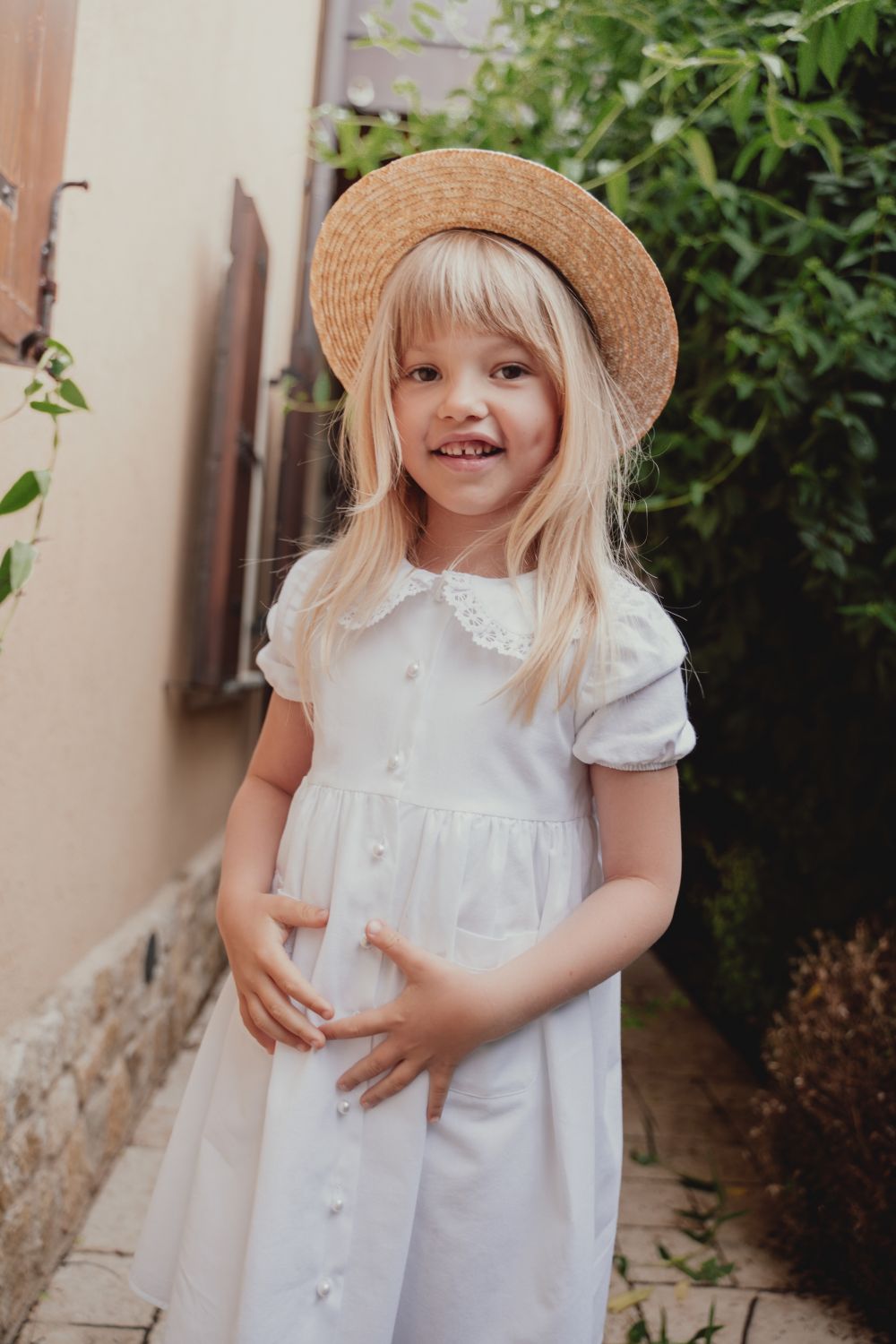 Rochie ceremonie din bumbac cu dantela