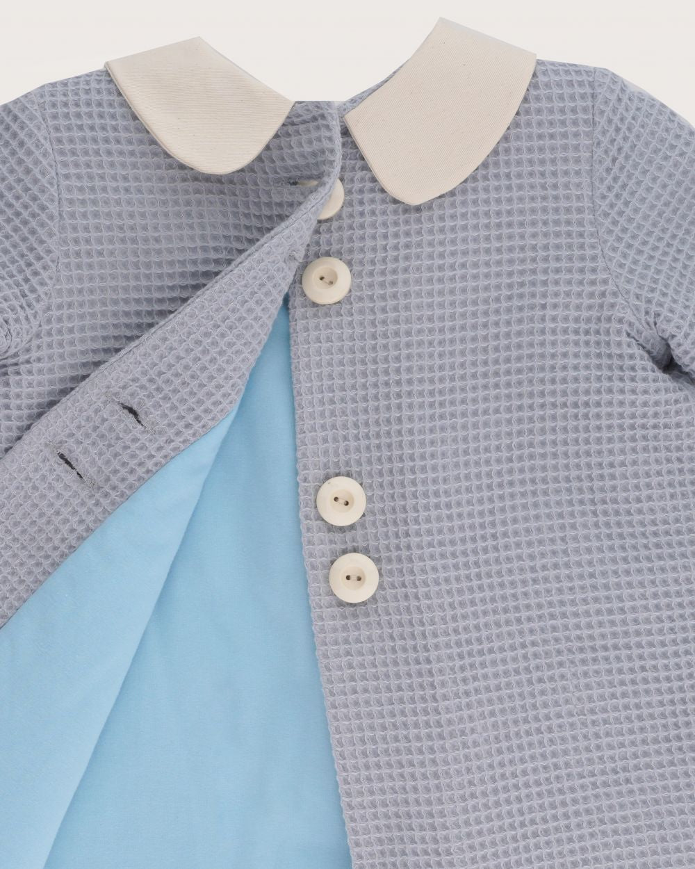 Palton din waffle si guler rotund