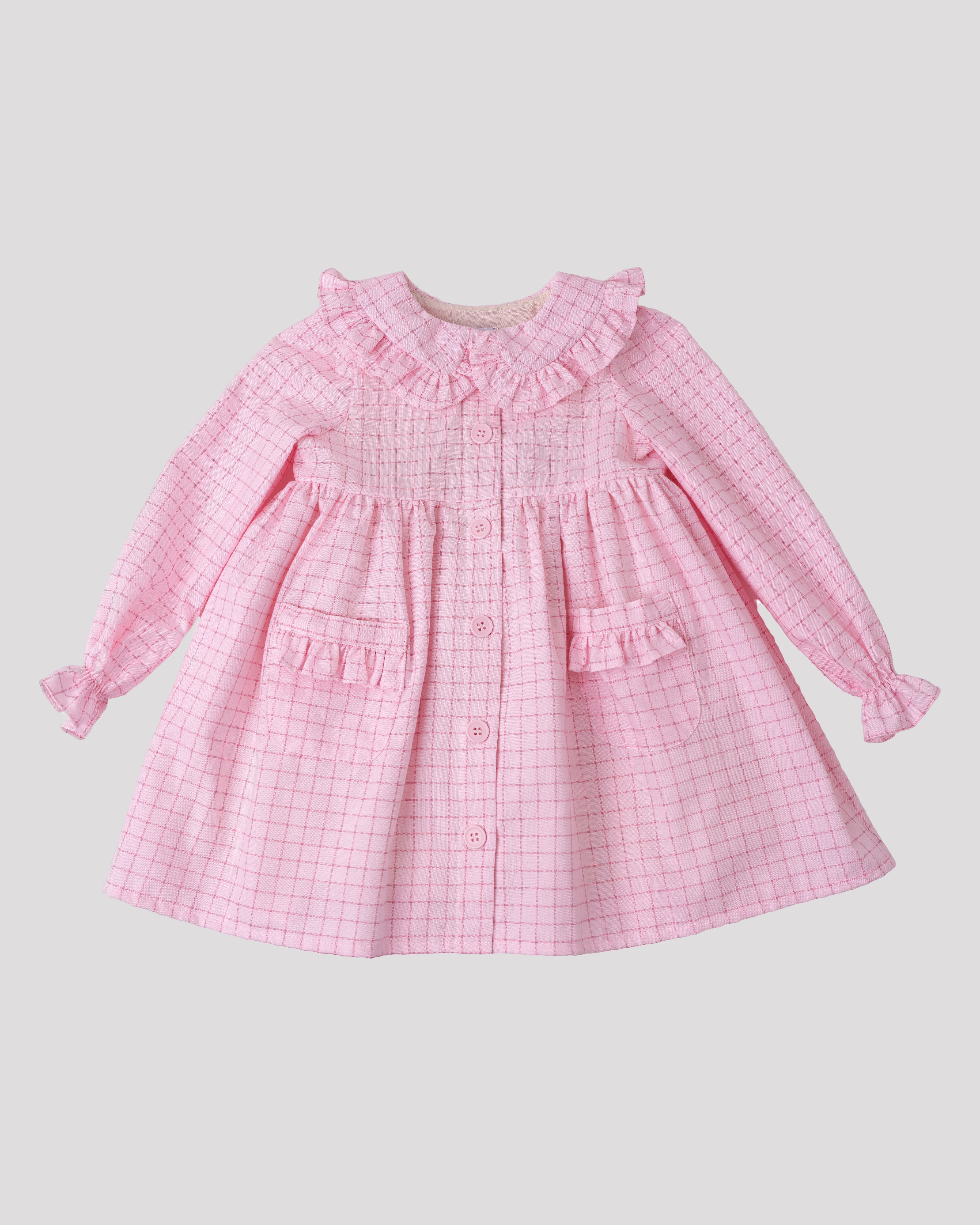 Rochie din bumbac cu carouri si guler