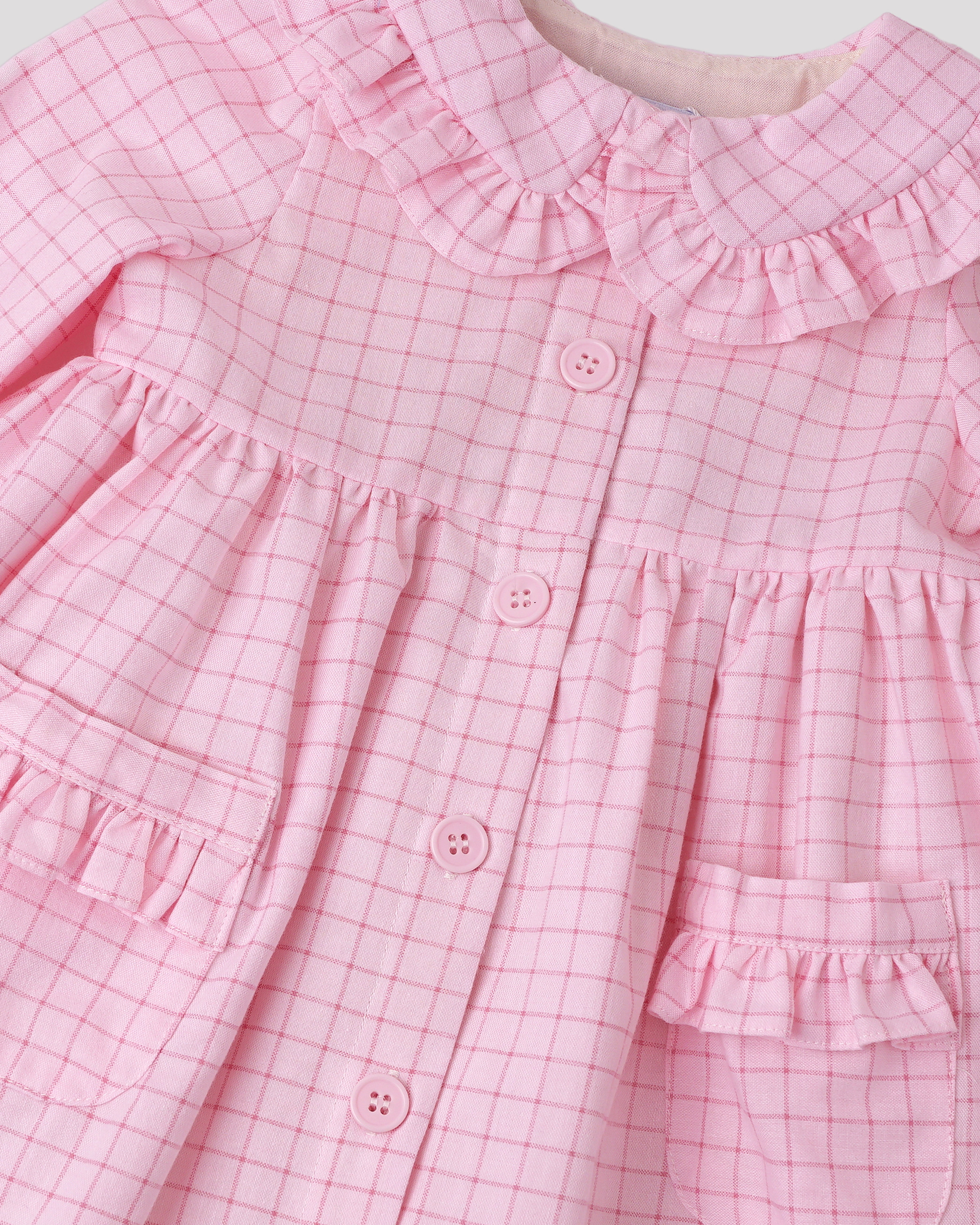 Rochie din bumbac cu carouri si guler